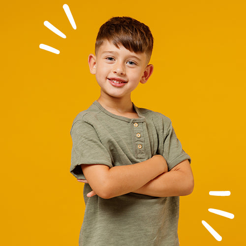 Boy in gree tee
